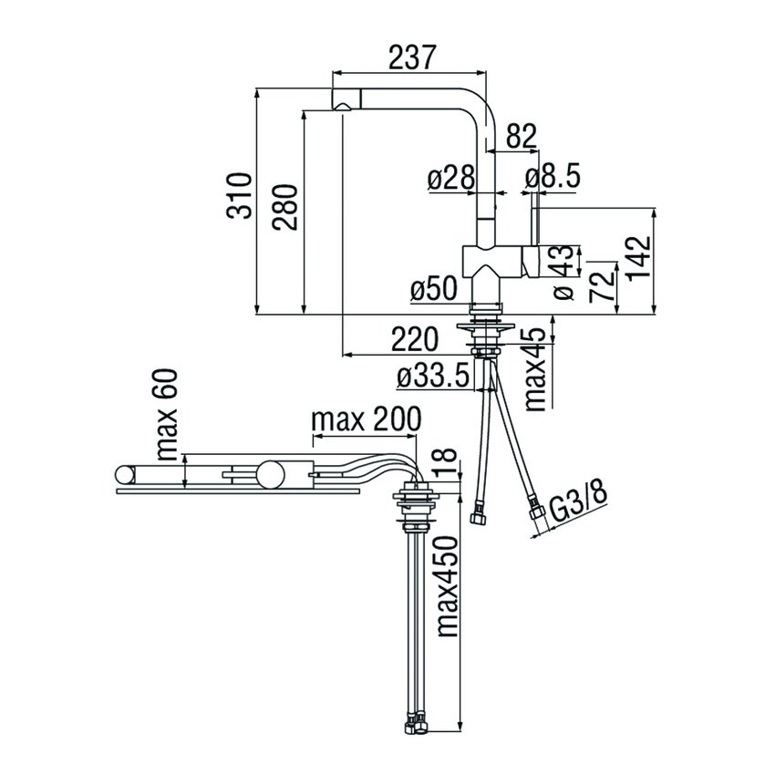 Immagine di Nobili LIVE miscelatore monocomando per lavello con corpo estraibile, finitura cromo LV00113/70CR