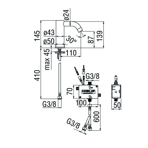 Immagine di Nobili LIVE miscelatore lavabo con comando infrarossi monoacqua, finitura cromo IRLV00236CR