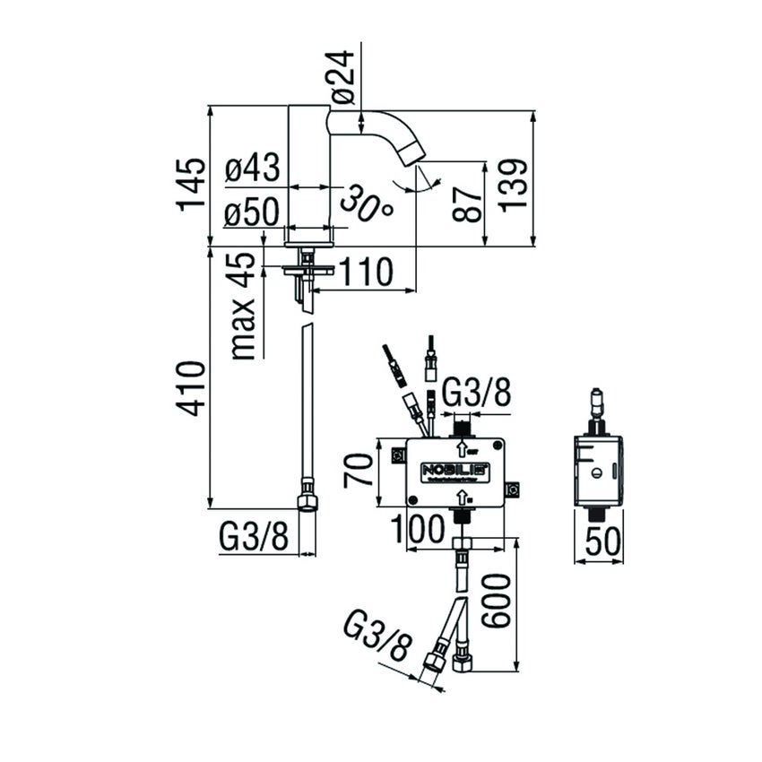 Immagine di Nobili LIVE miscelatore lavabo con comando infrarossi monoacqua, finitura cromo IRLV00236CR