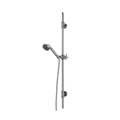 Immagine di Bossini LIBERTY LINE asta murale H.113.4 cm, con supporti regolabili, doccetta Liberty-Gom e flessibile 175 cm, finitura nichel spazzolato D19001600094009
