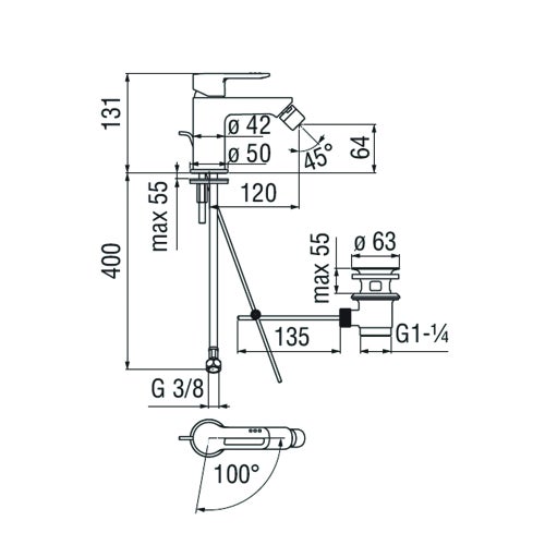 Immagine di Nobili NEW ROAD miscelatore bidet monocomando a risparmio idrico ed energetico con getto orientabile, finitura cromo RDH00119/1CR