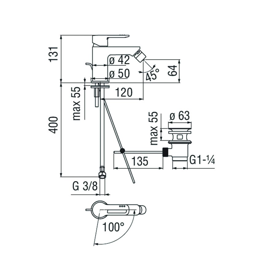 Immagine di Nobili NEW ROAD miscelatore bidet monocomando a risparmio idrico ed energetico con getto orientabile, finitura cromo RDH00119/1CR