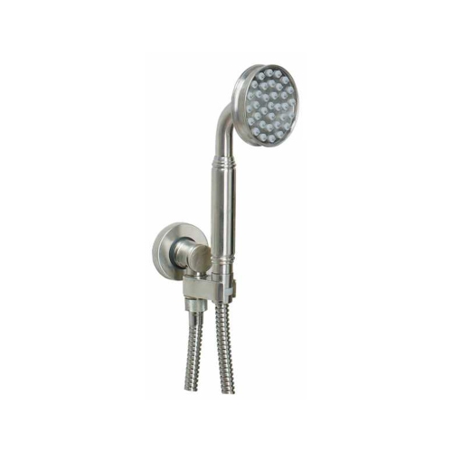 Immagine di Bossini LIBERTY LINE kit supporto orientabile con presa acqua, doccia Liberty-Gom e flessibile con doppia aggraffatura 150 cm, finitura nichel spazzolato C17001C00094004