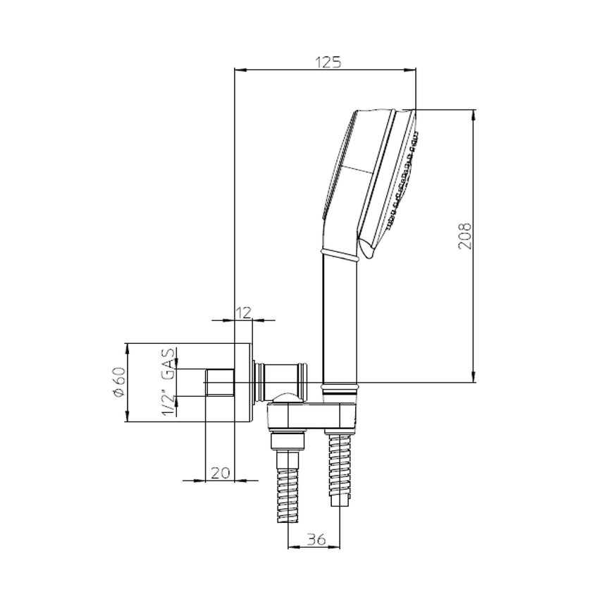 Immagine di Bossini LIBERTY LINE kit supporto orientabile con presa acqua, doccia Classic/3 e flessibile con doppia aggraffatura 150 cm, finitura nichel spazzolato C17003C00094004
