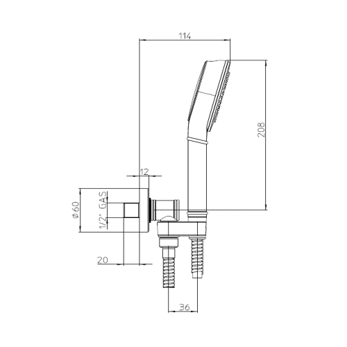 Immagine di Bossini LIBERTY LINE kit supporto orientabile con presa acqua, doccia Classic/1 e flessibile con doppia aggraffatura 150 cm, finitura cromo C17002C00030004
