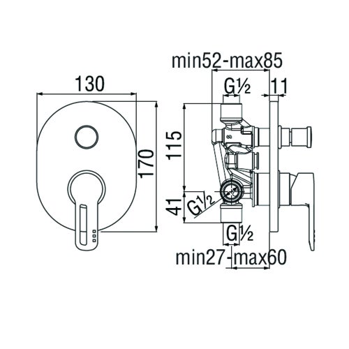 Immagine di Nobili NEW ROAD miscelatore doccia monocomando incasso a 2 vie , finitura cromo RD00100CR
