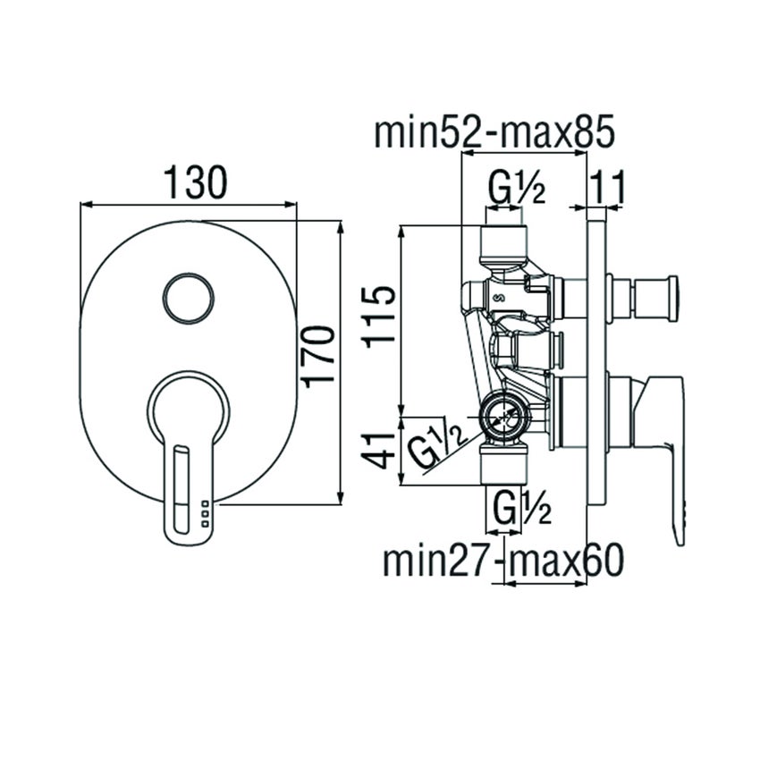 Immagine di Nobili NEW ROAD miscelatore doccia monocomando incasso a 2 vie , finitura cromo RD00100CR