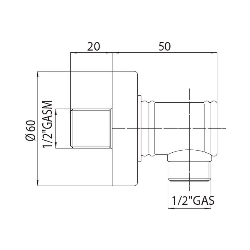 Immagine di Bossini LIBERTY LINE presa d'acqua in ottone, con rosone 1/2" M x 1/2" M, finitura nichel spazzolato V00225000094004