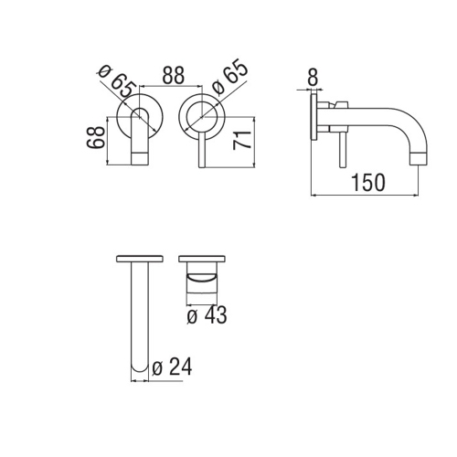 Immagine di Nobili LIVE miscelatore lavabo solo parte esterna monocomando a parete, finitura cromo LV00199CR