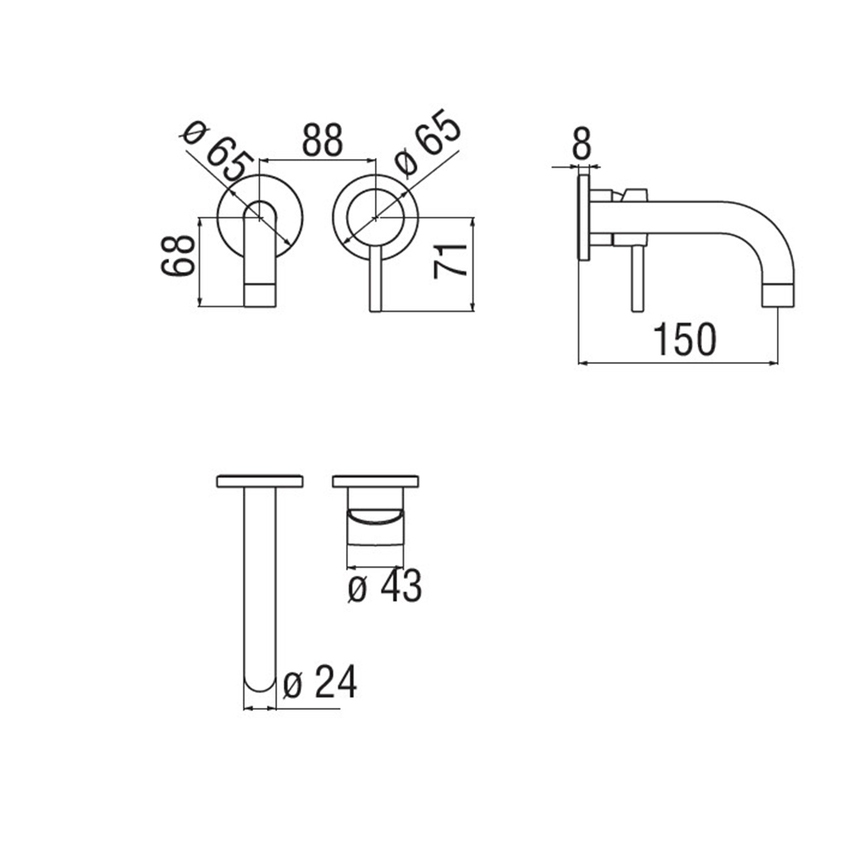 Immagine di Nobili LIVE miscelatore lavabo solo parte esterna monocomando a parete, finitura cromo LV00199CR