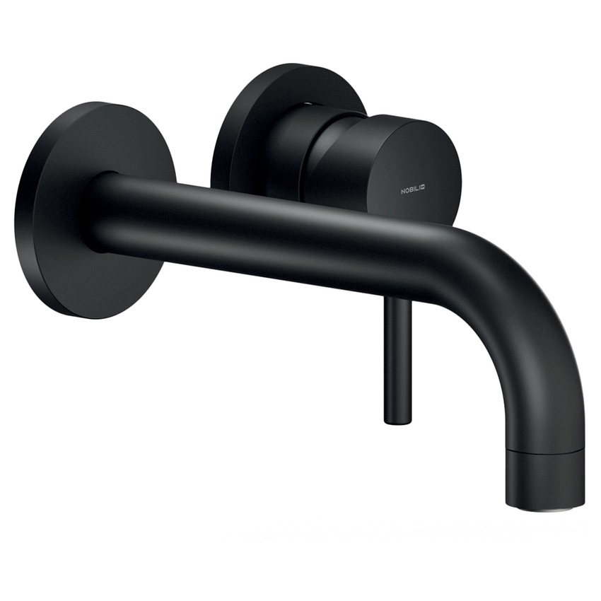 Immagine di Nobili LIVE miscelatore lavabo solo parte esterna monocomando a parete bocca lunga P.20 cm, finitura velvet black LV00199/1BM