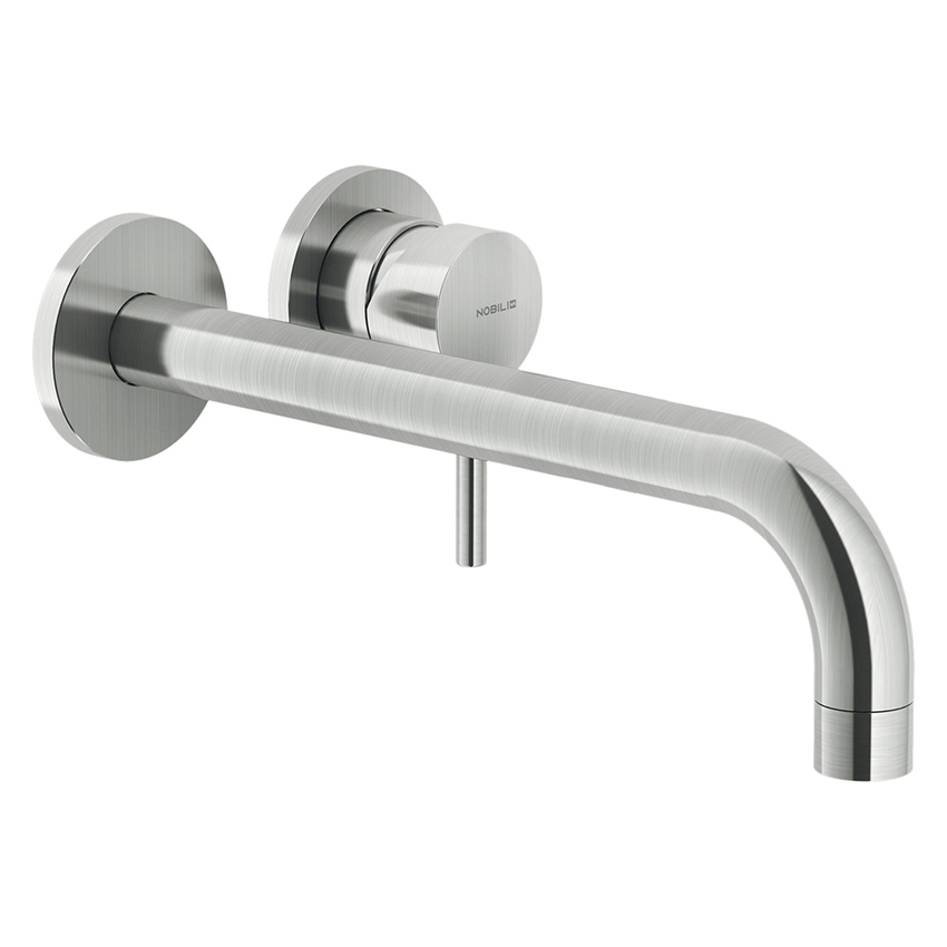 Immagine di Nobili LIVE miscelatore lavabo solo parte esterna monocomando a parete bocca lunga P.25 cm, finitura inox LV00199/2IX