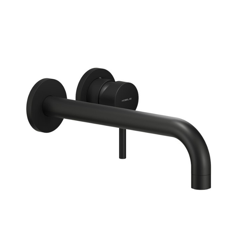 Immagine di Nobili LIVE miscelatore lavabo solo parte esterna monocomando a parete bocca lunga P.25 cm, finitura velvet black LV00199/2BM