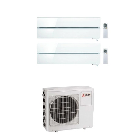 Immagine di Mitsubishi MSZ-LN Kirigamine Style R32 Climatizzatore a parete dual split inverter Wi-Fi, bianco | unità esterna 6.8 kW unità interne 9000+18000 BTU MXZ-3F68VF-MSZ-LN[25|50]VG2V
