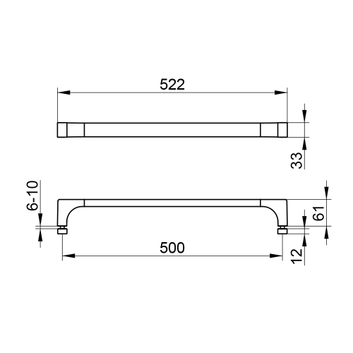 Immagine di Keuco EDITION 11 maniglia L.52 cm, per anta doccia, con contropiastre, finitura cromo 11108010501