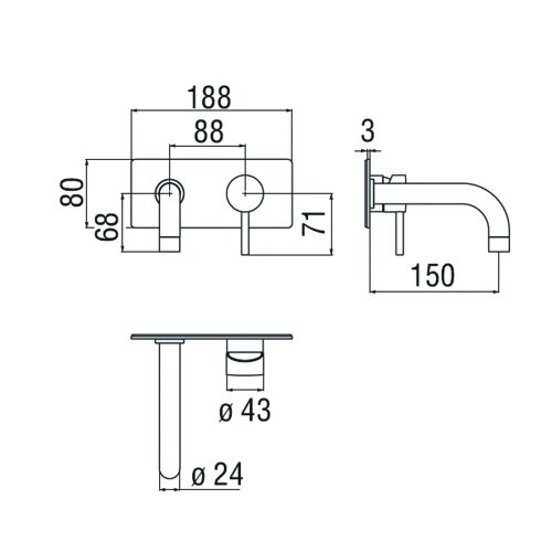 Immagine di Nobili LIVE miscelatore lavabo solo parte esterna monocomando a parete, finitura cromo LV00198CR