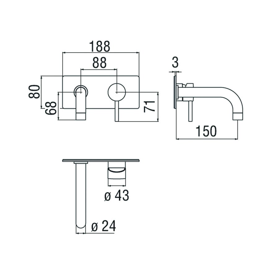 Immagine di Nobili LIVE miscelatore lavabo solo parte esterna monocomando a parete, finitura cromo LV00198CR