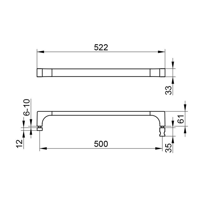 Immagine di Keuco EDITION 11 maniglione L.52 cm, per anta doccia, con contropiastre e maniglia installabile a destra o sinistra, finitura cromo 11108010502