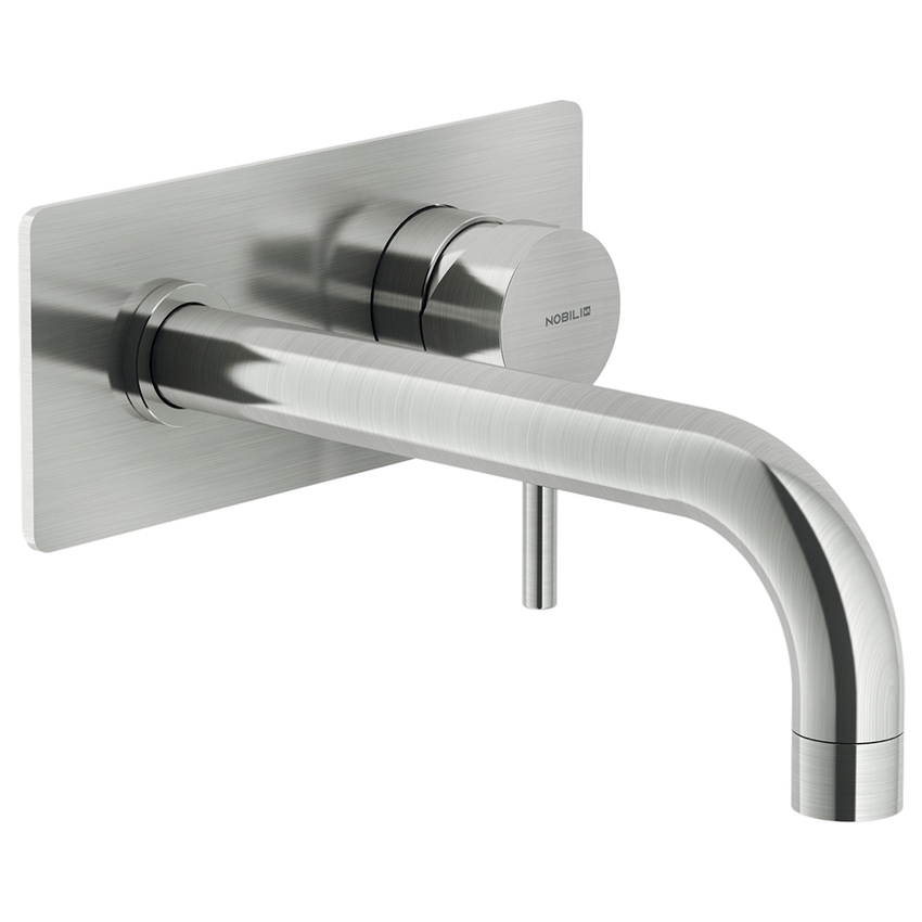 Immagine di Nobili LIVE miscelatore lavabo solo parte esterna monocomando a parete bocca lunga P.20 cm, finitura inox LV00198/1IX