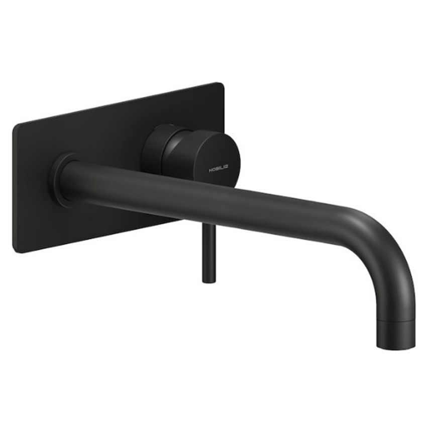 Immagine di Nobili LIVE miscelatore lavabo solo parte esterna monocomando a parete bocca lunga P.25 cm, finitura velvet black LV00198/2BM