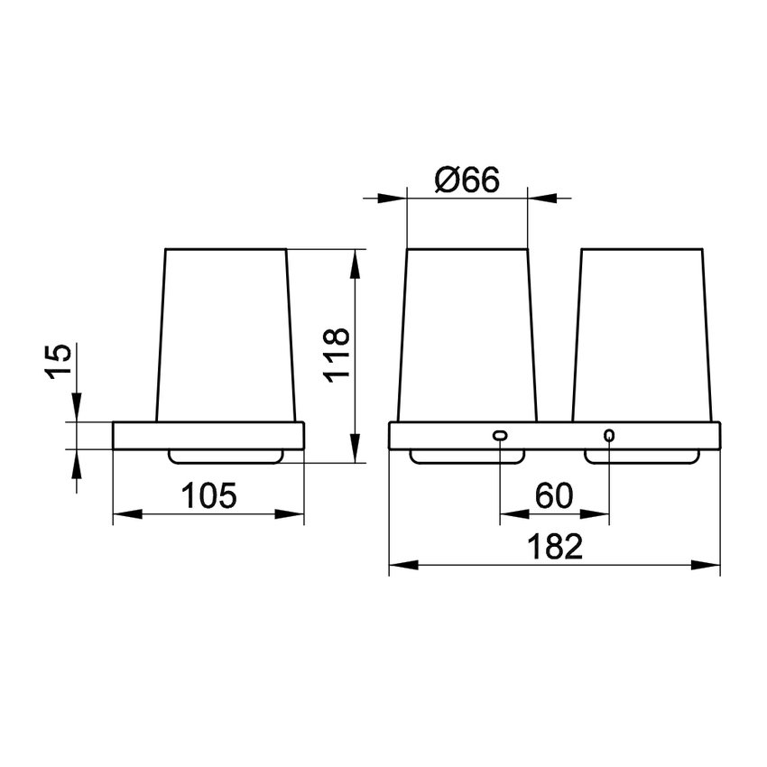 Immagine di Keuco EDITION 11 supporto doppio per bicchieri, completo di 2 bicchieri di cristallo, vetro soffiato, finitura cromo 11151019000