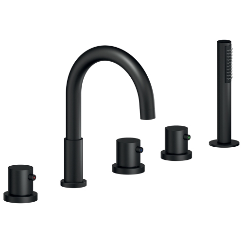 Immagine di Nobili LIVE batteria 5 fori bordo vasca, colore mora finitura opaco WEBK204/TBM