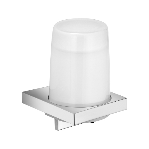 Immagine di Keuco EDITION 11 spandisapone in cristallo satinato, completo di supporto ed erogatore per sapone liquido, finitura cromo 11152019000