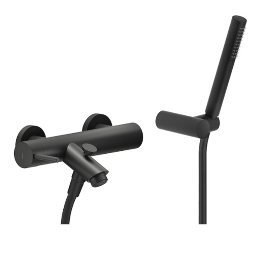 Immagine di Nobili LIVE miscelatore vasca monocomando esterno con set doccia, colore mora finitura opaco LV00110BM