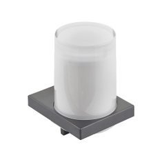 Immagine di Keuco EDITION 11 spandisapone in cristallo satinato, completo di supporto ed erogatore per sapone liquido, colore nero finitura spazzolato 11152139000