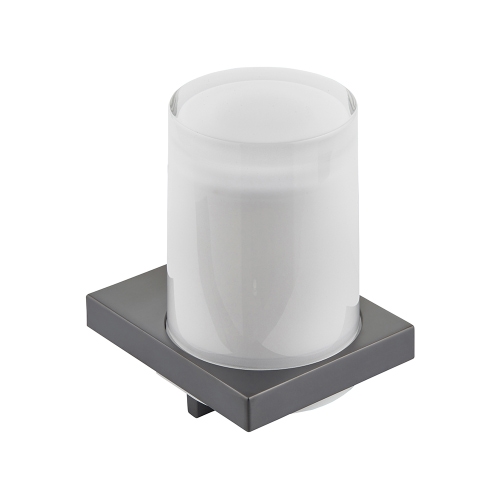 Immagine di Keuco EDITION 11 spandisapone in cristallo satinato, completo di supporto ed erogatore per sapone liquido, colore nero finitura spazzolato 11152139000