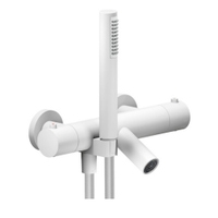 Immagine di Nobili LIVE miscelatore termostatico vasca esterno con set doccia, finitura polar white LV00010/2WM