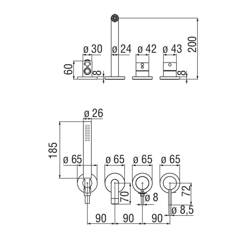 Immagine di Nobili LIVE miscelatore vasca solo parte esterna monocomando incasso a 2 vie, finitura cromo WEBK110/91TCR