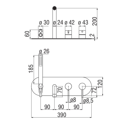 Immagine di Nobili LIVE miscelatore vasca solo parte esterna monocomando incasso a 2 vie, finitura polar white WEBK110/90TWM