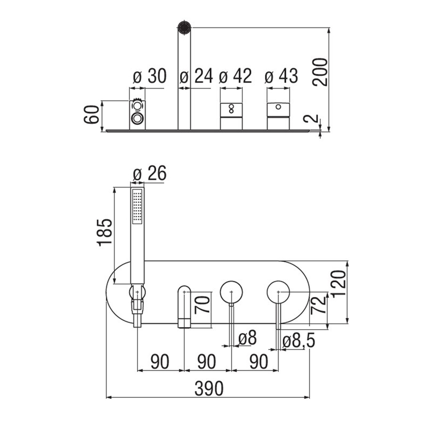 Immagine di Nobili LIVE miscelatore vasca solo parte esterna monocomando incasso a 2 vie, finitura polar white WEBK110/90TWM