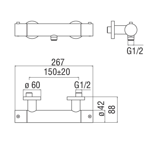 Immagine di Nobili LIVE miscelatore doccia con termostatico esterno, finitura inox LV00030IX