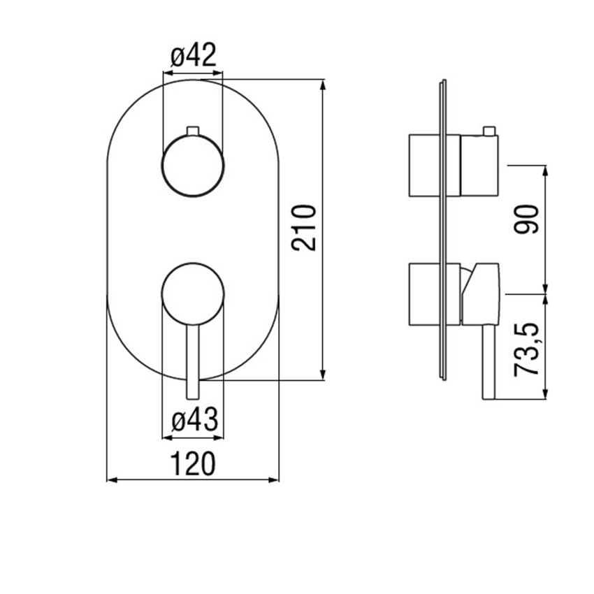 Immagine di Nobili LIVE miscelatore doccia solo parte esterna monocomando L.12 cm H.21 cm incasso a 2 vie, finitura cromo WE81102/TCR