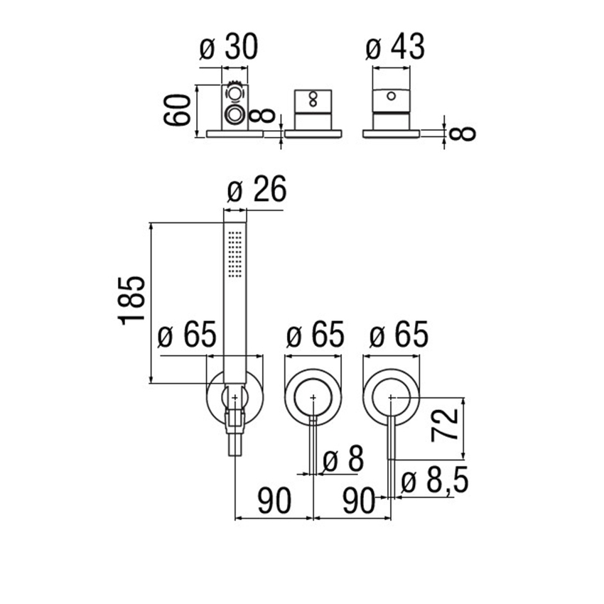 Immagine di Nobili LIVE miscelatore doccia solo parte esterna monocomando incasso a 2 vie, finitura cromo WESK100/1TCR