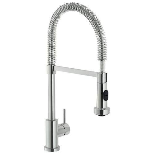 Immagine di Nobili LIVE miscelatore monocomando per lavello con doccetta a 2 getti orientabile, finitura inox LV00300/3IX