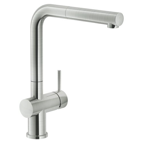 Immagine di Nobili LIVE miscelatore monocomando per lavello con doccetta monogetto estraibile, finitura inox LV00117/1IX