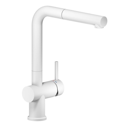 Immagine di Nobili LIVE miscelatore monocomando per lavello con doccetta monogetto estraibile, finitura polar white LV00117/1WM