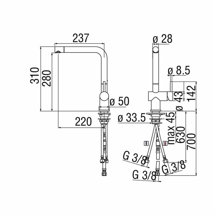 Immagine di Nobili LIVE miscelatore monocomando bassa pressione per lavello, finitura cromo BPLV113CR