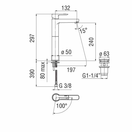 Immagine di Nobili NEW ROAD miscelatore lavabo monocomando H.30 cm a bacinella a risparmio idrico ed energetico, con scarico 1 1/4” push, finitura cromo RDH00128/2CR