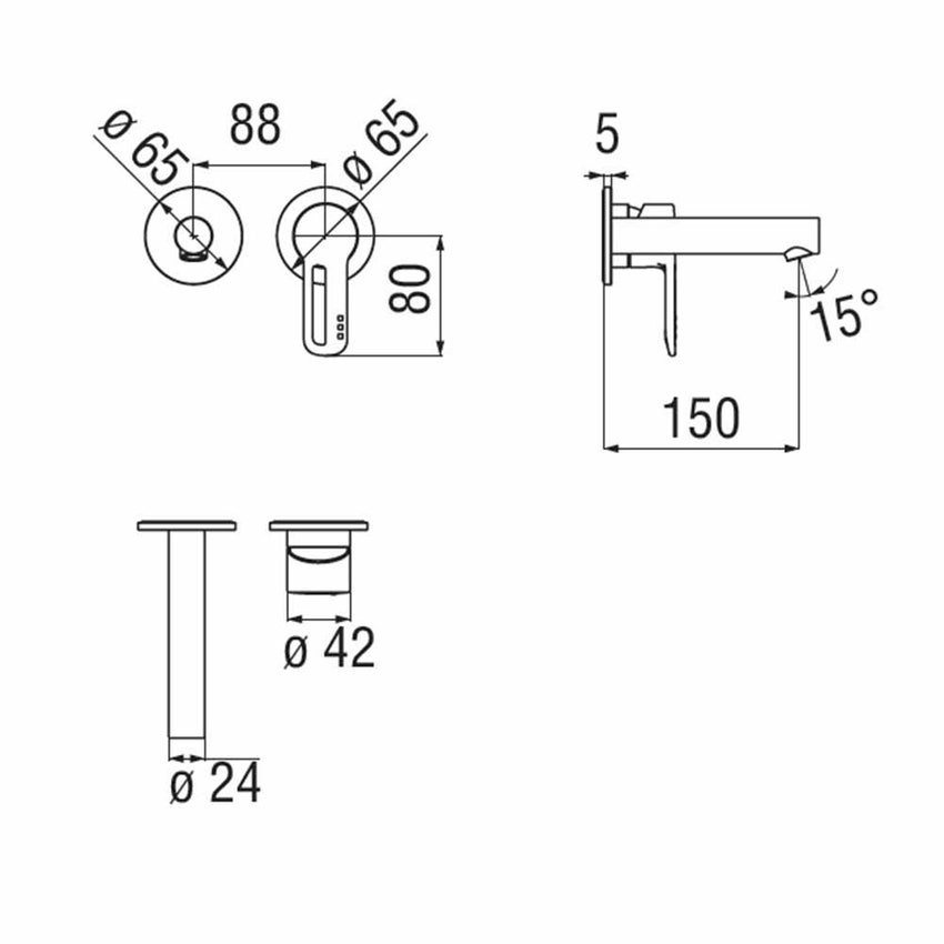 Immagine di Nobili NEW ROAD miscelatore lavabo solo parte esterna monocomando a parete, finitura cromo RD00199CR