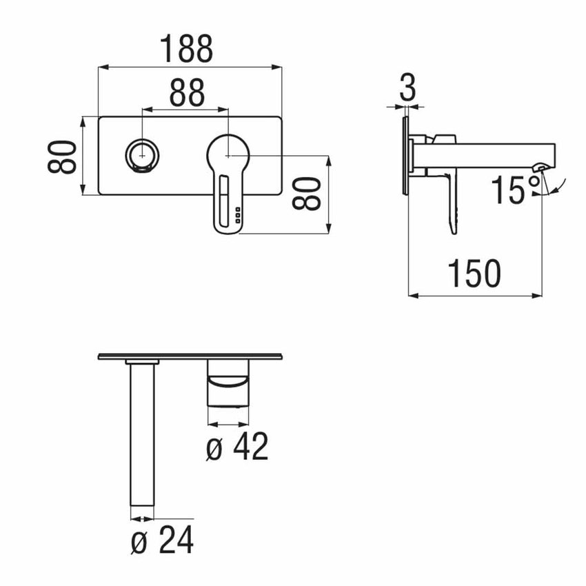 Immagine di Nobili NEW ROAD miscelatore lavabo solo parte esterna monocomando L.19 cm H.8 cm a parete, finitura cromo RD00198CR