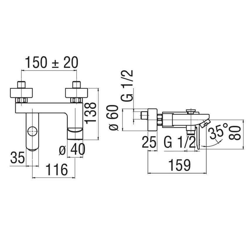 Immagine di Nobili NEW ROAD miscelatore vasca monocomando esterno, finitura cromo RD00110/1CR