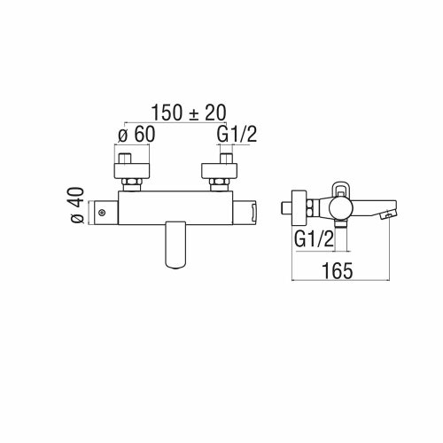Immagine di Nobili NEW ROAD miscelatore vasca con termostatico esterno, finitura cromo RD00410/1CR