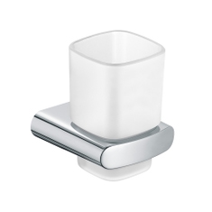 Immagine di Keuco ELEGANCE portabicchiere, completo di bicchiere in cristallo satinato, finitura cromo 11650019000