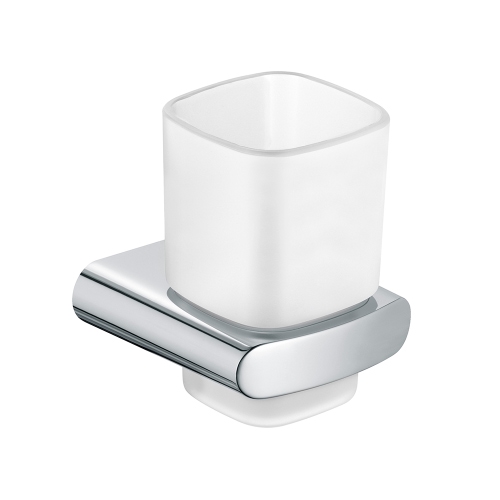 Immagine di Keuco ELEGANCE portabicchiere, completo di bicchiere in cristallo satinato, finitura cromo 11650019000