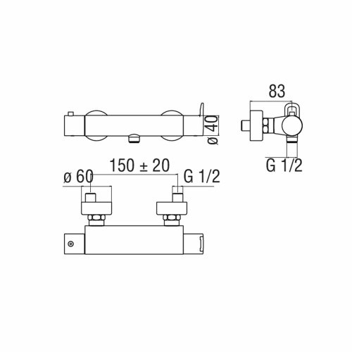 Immagine di Nobili NEW ROAD miscelatore doccia con termostatico esterno, finitura cromo RD00430CR