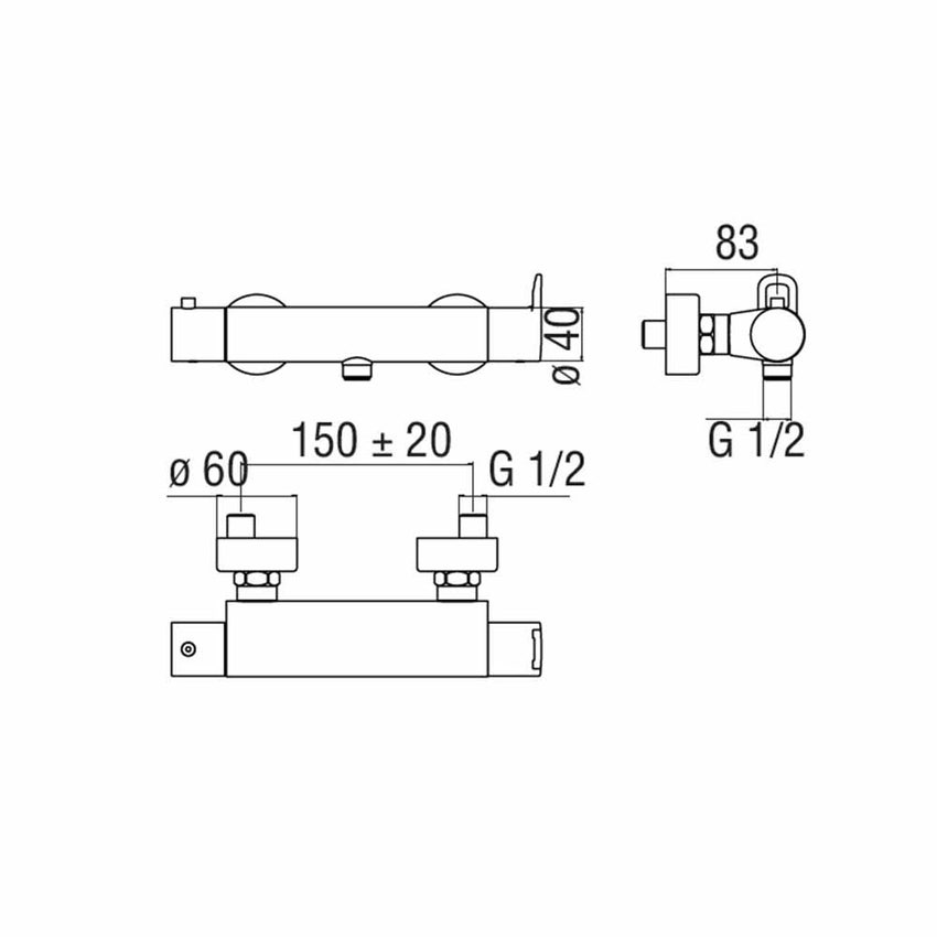 Immagine di Nobili NEW ROAD miscelatore doccia con termostatico esterno, finitura cromo RD00430CR